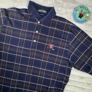 Polo Golf Ralph Lauren Shirt Men's Large Blue Plaid Soft Cotton Crest Preppy Y2K